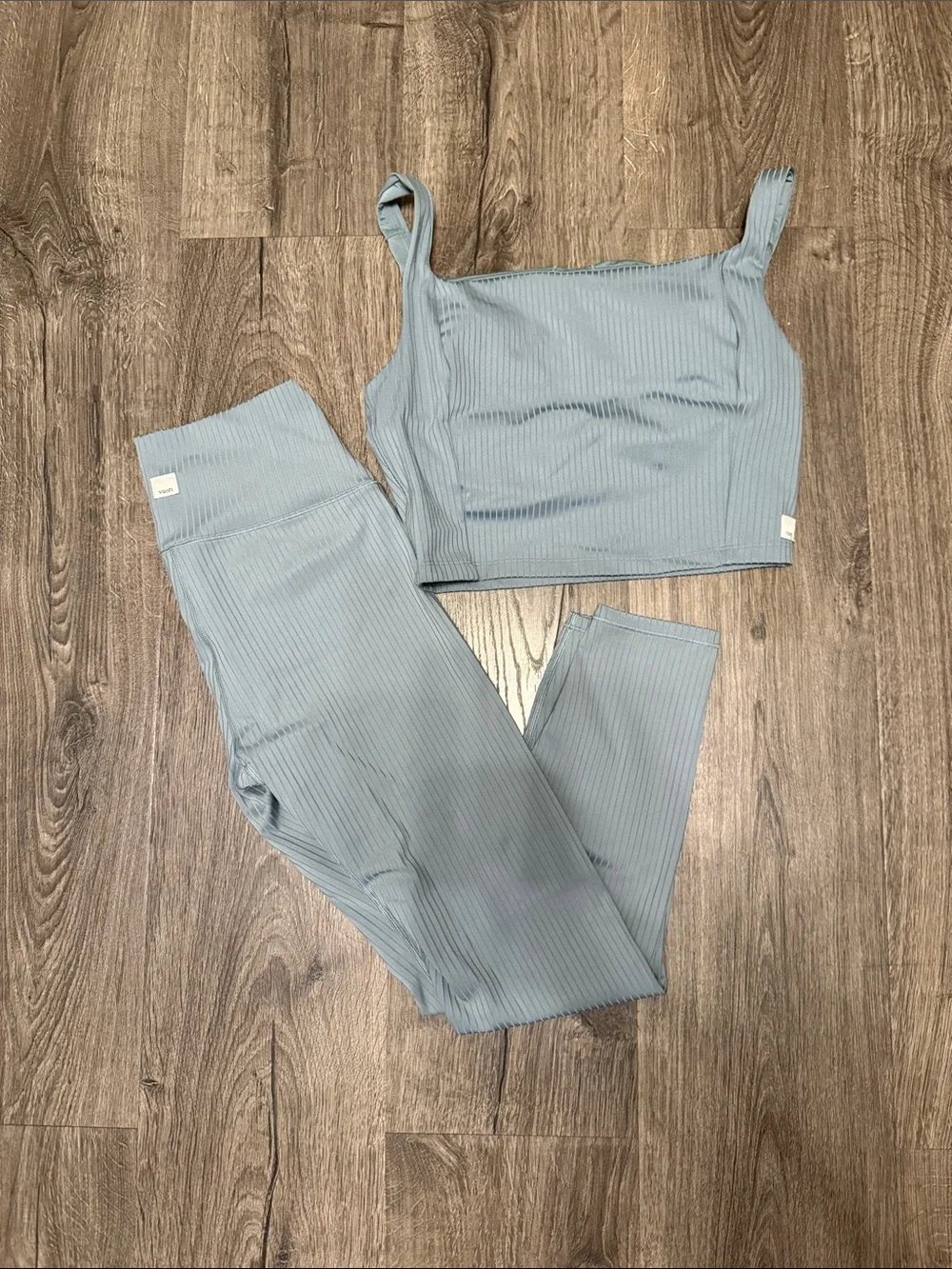Vuori Inversion Ribbed Light Blue Tank & Legging Set - Picture 1 of 3
